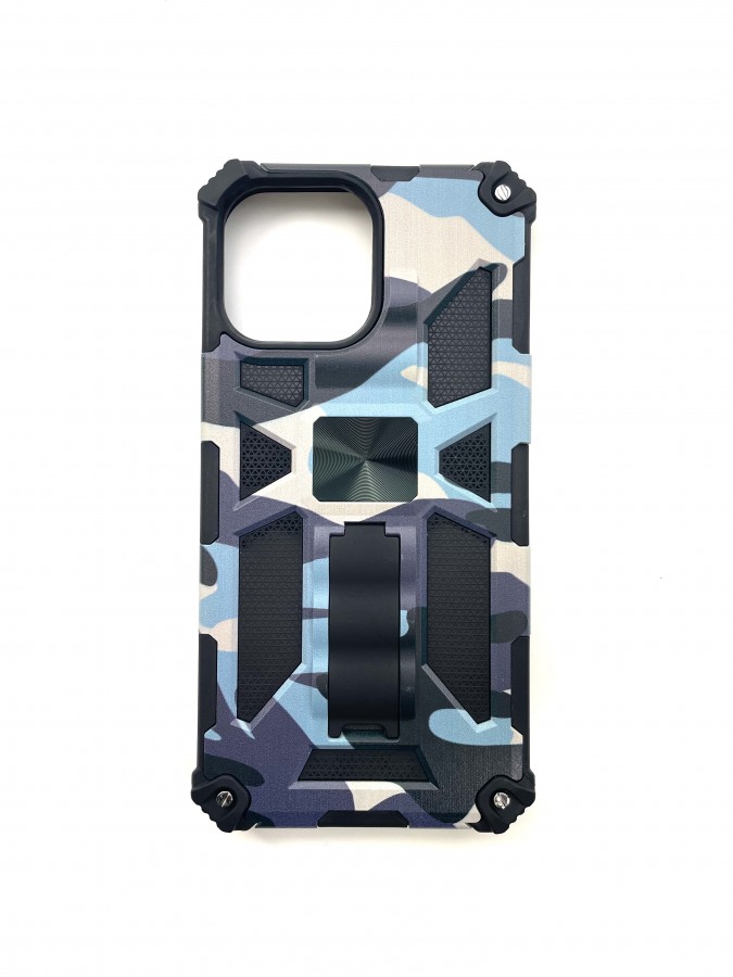 Case iPhone 13 Pro Hard Case With Stand Magnetic Camo Bleu