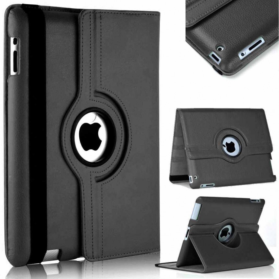 Black Leather Case 360 iPad Pro 12.9 2G