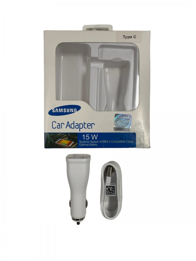 Samsung Car Adapter (Dual USB Car Charger + Micro USB Cable) – White