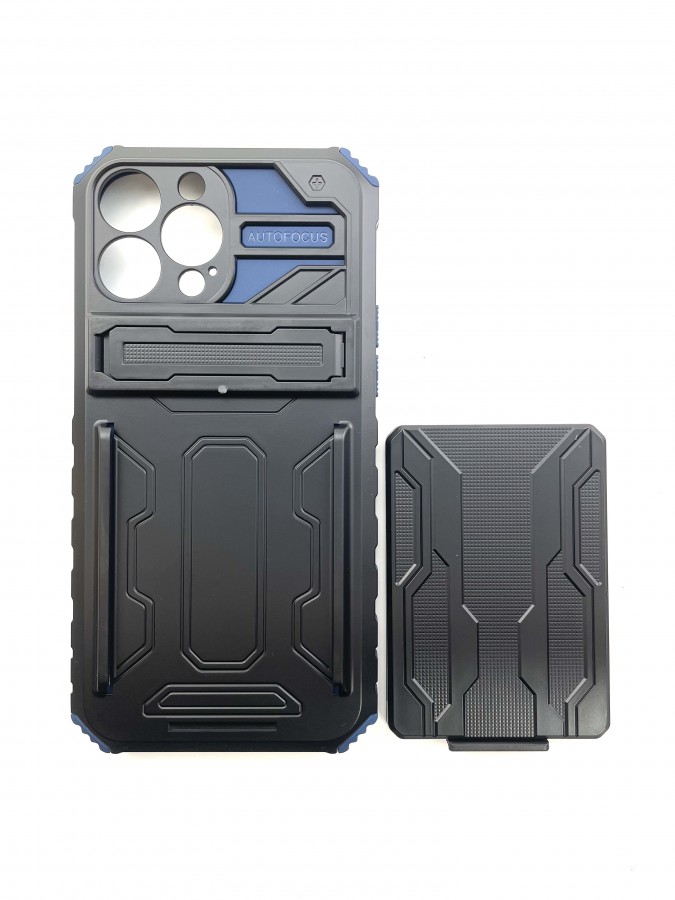 Case iPhone 12 Pro Max Credit Card Holder With Stand Bleu