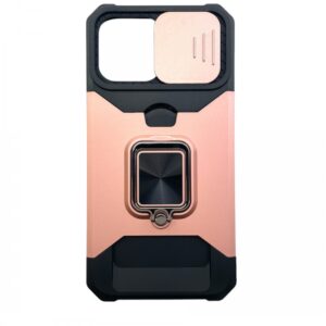 Case iPhone 13 Pro Max iRing Hide Camera & Slot Card Gold Pink