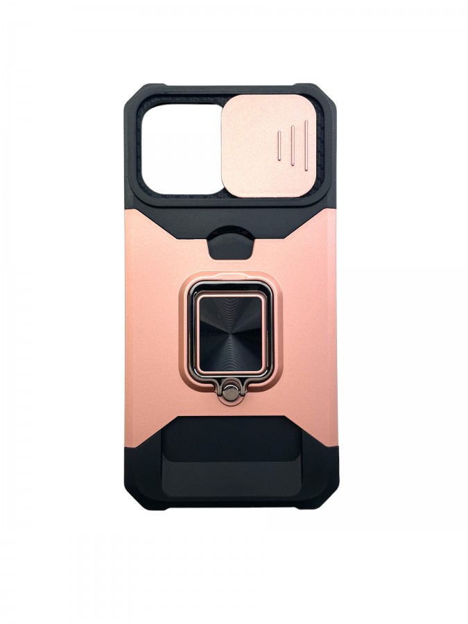 Case iPhone 13 Pro Max iRing Hide Camera & Slot Card Gold Pink