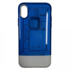 Case iPhone X / XS Blue Metal & Blanc