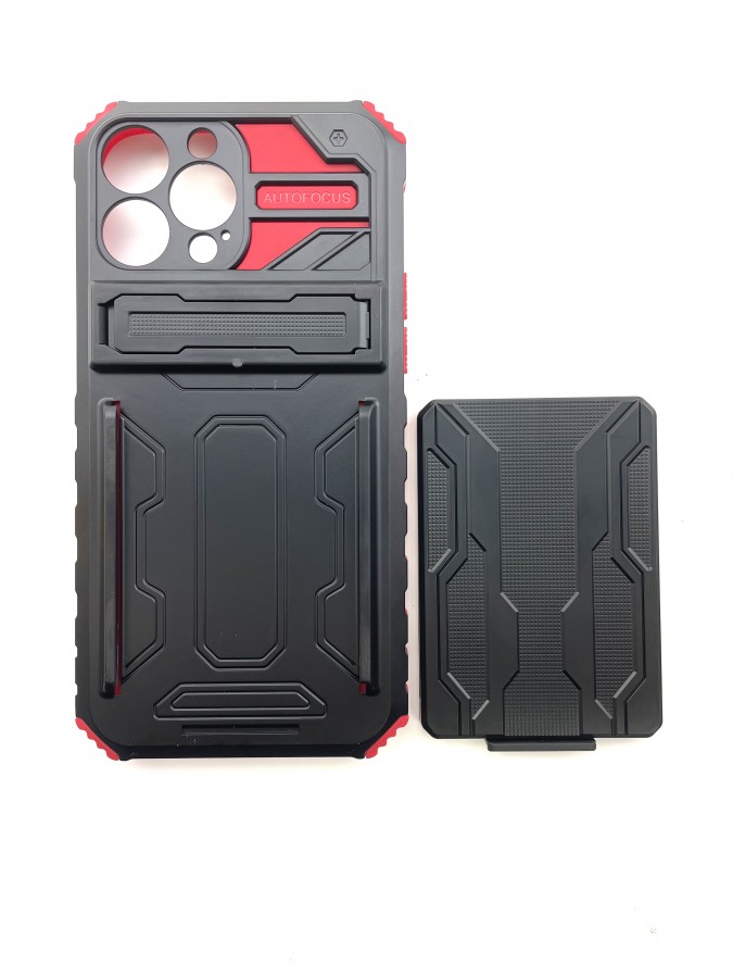 Case iPhone 12 Pro Max Credit Card Holder With Stand Red - Image 2