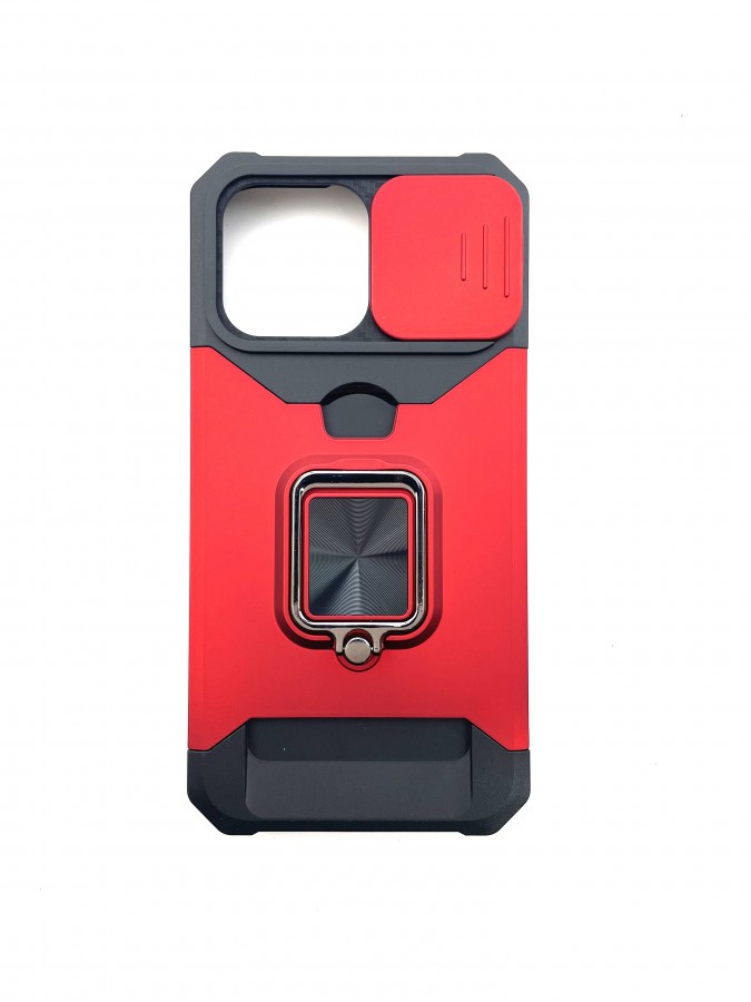 Case iPhone 13 Pro Max iRing Hide Camera & Slot Card Red