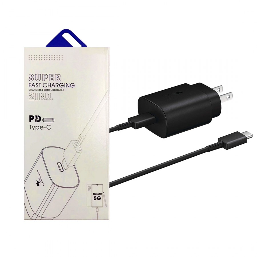 Samsung 2 In 1 Super Fast Charger (Type-C Plug & Cable) – Black