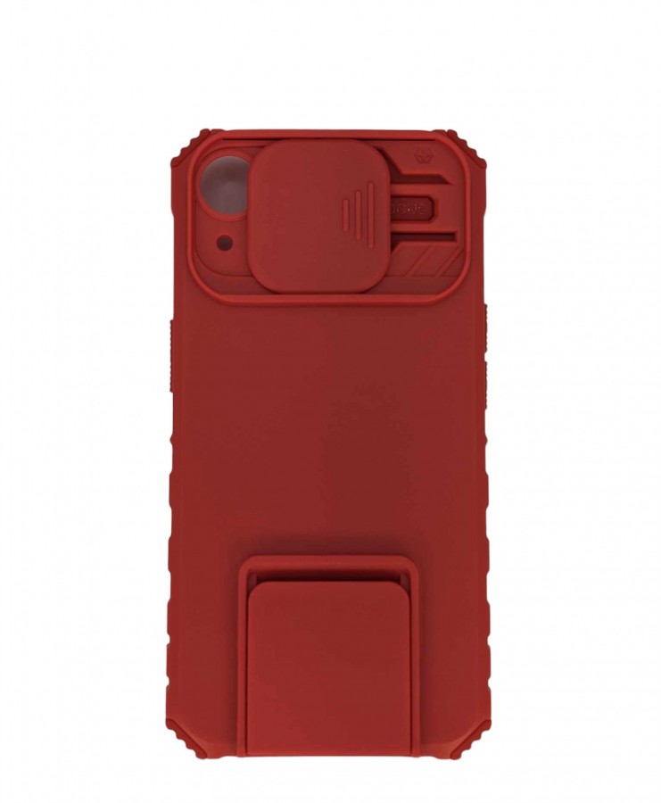 Case iPhone 14 Plus Hard Case Hide Camera AutoFocus White Stand Plastic Red