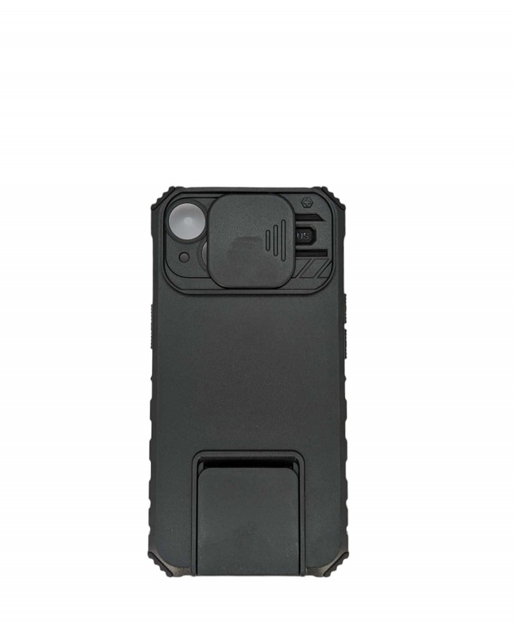 Case iPhone 14 Plus Hard Case Hide Camera AutoFocus Whit Stand Plastic Black