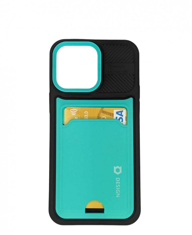 Case iPhone 14 Plus Hard Case Camera Protector Whit Slot Card Green
