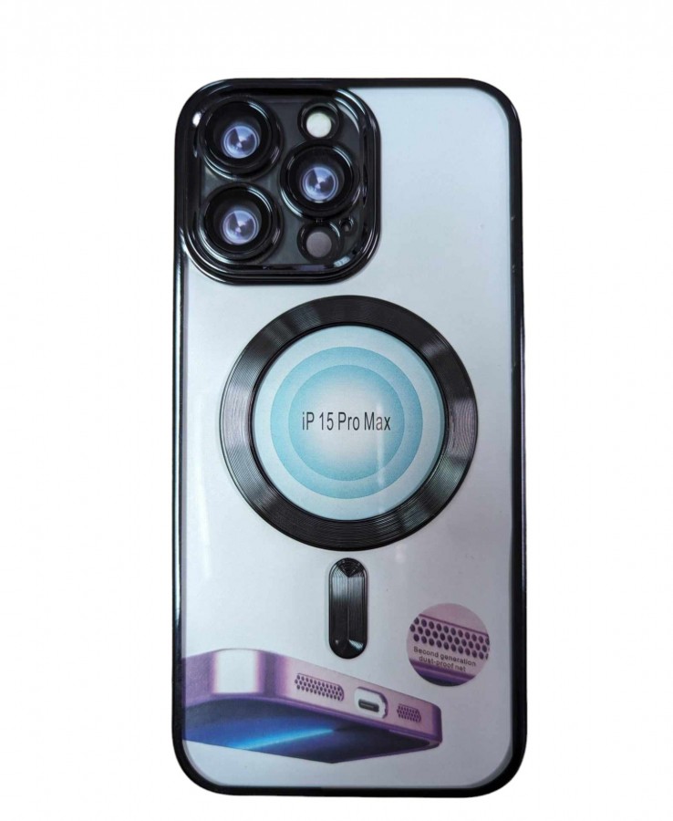 Case iPhone 15 Pro Max Silicone Transparent and Black