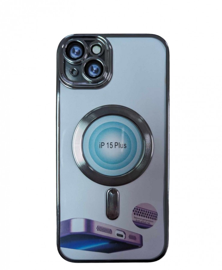 Case iPhone 15 Silicone Transparent and Silver