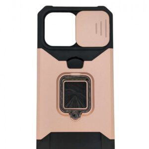 Case iPhone 14 Pro Max iRing Hide Camera & Slot Card Pink Gold