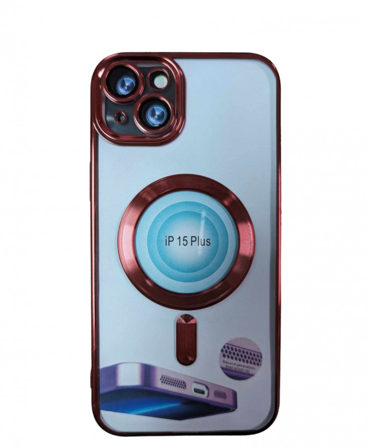 Case iPhone 15 Silicone Transparent and Red