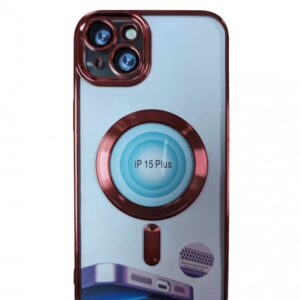 Case iPhone 15 Plus Silicone Transparent and Red