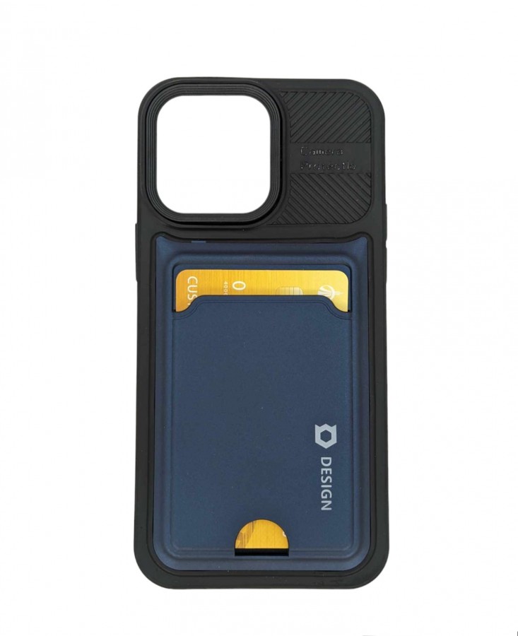 Case iPhone 14 Hard Case Camera Protector Whit Slot Card Blue