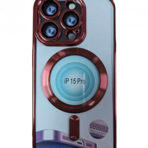 Case iPhone 15 Pro Max Silicone Transparent and Red