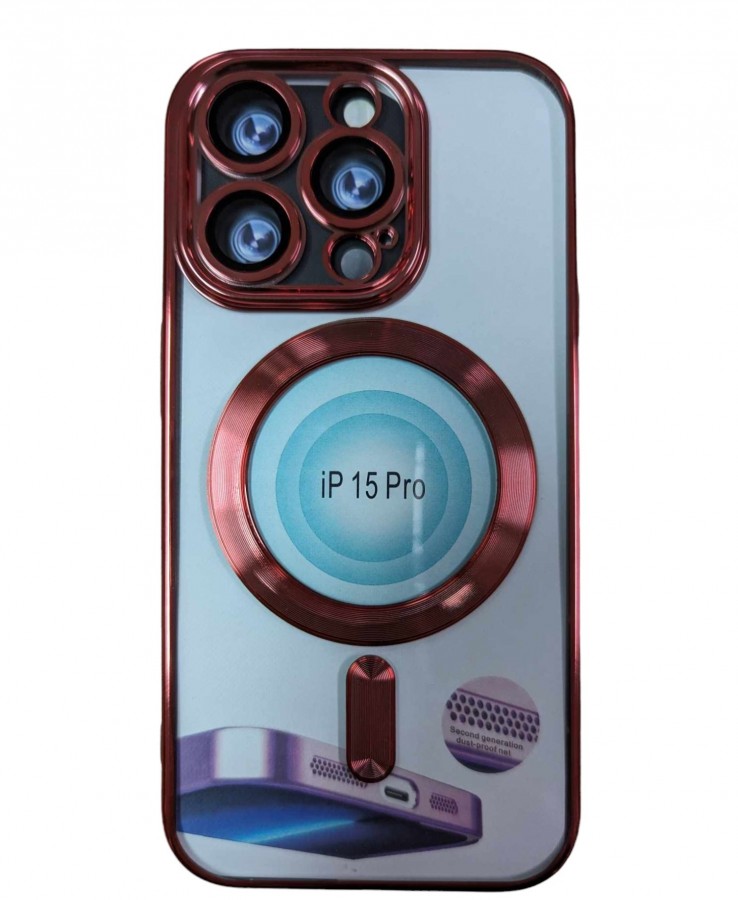 Case iPhone 15 Pro Max Silicone Transparent and Red