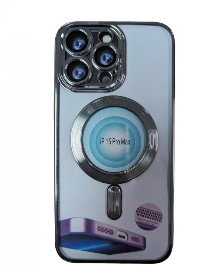 Case iPhone 15 Pro Silicone Transparent and Silver