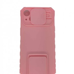 Case iPhone 14 Hard Case Hide Camera AutoFocus Whit Stand Plastic Pink