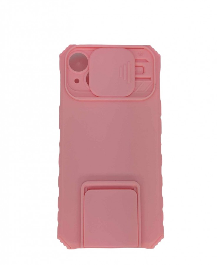 Case iPhone 14 Hard Case Hide Camera AutoFocus Whit Stand Plastic Pink