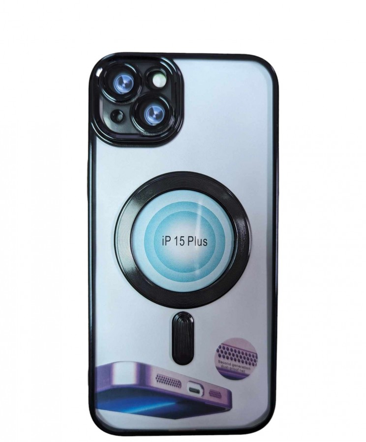 Case iPhone 15 Plus Silicone Transparent and Black