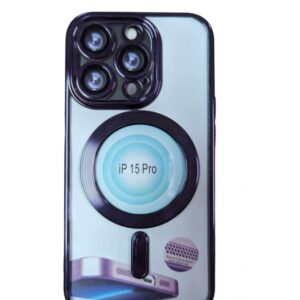 Case iPhone 15 Pro Max Silicone Transparent and Purple