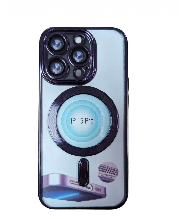 Case iPhone 15 Pro Max Silicone Transparent and Purple