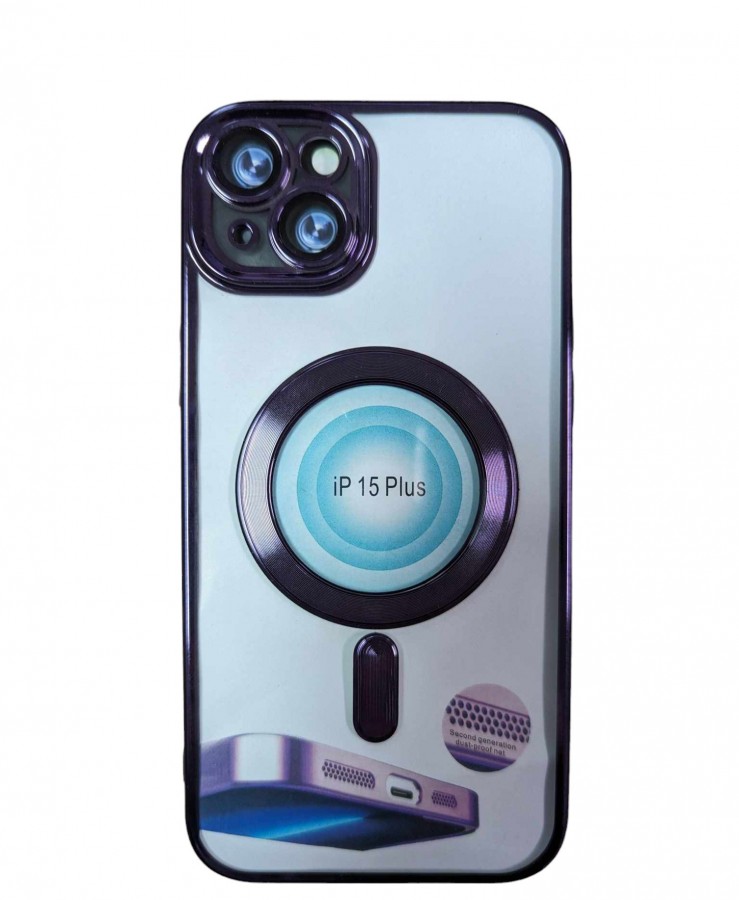 Case iPhone 15 Plus Silicone Transparent and Purple
