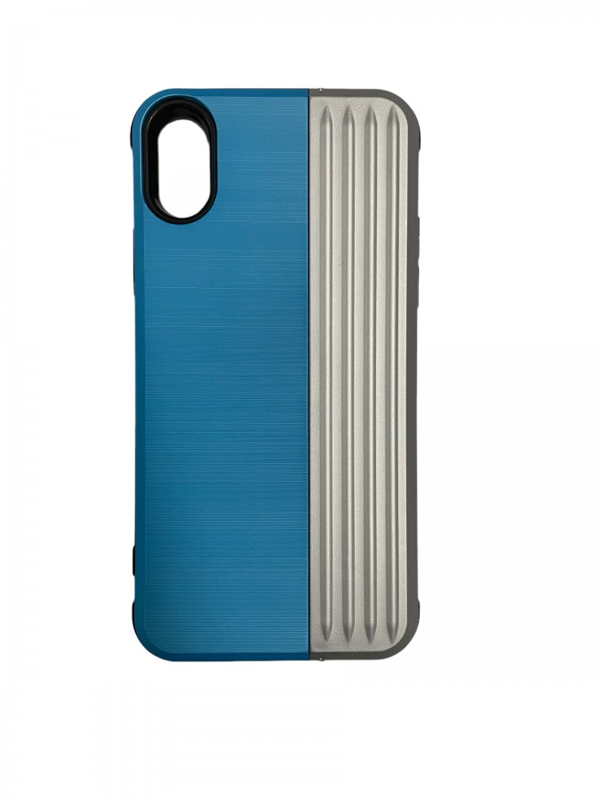 Case iPhone XR Blue & Grey With Stand Plastic