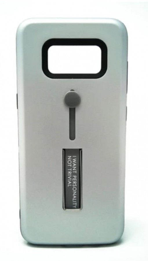 Case Samsung S8 Plus Hard Case White Stand Metal Silver