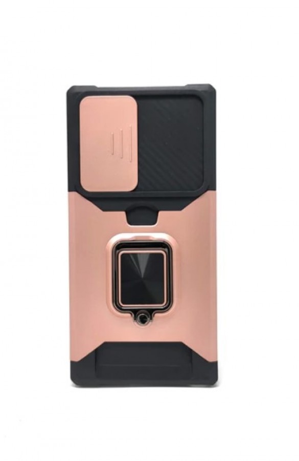 Case S22 Ultra iRing Hide Camera & Slot Card Gold Pink